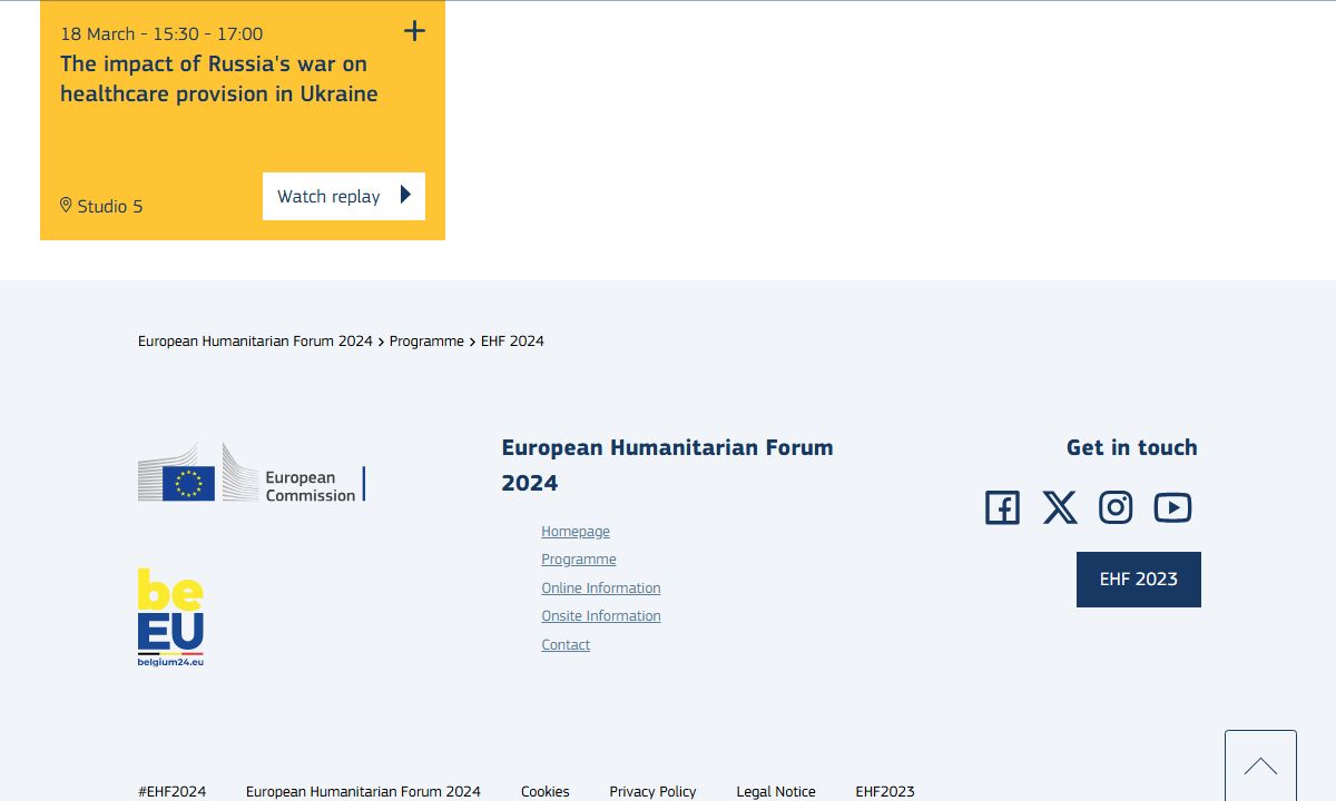 European Humanitarian Forum 2024 (Brussels): The impact of Russia’s war on healthcare provision in Ukraine — програма участі